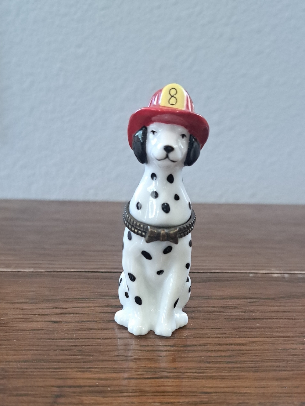 Midwest Of Cannon Falls Dalmatian Firefighter Dog Porcelain Hinged Trinket Box